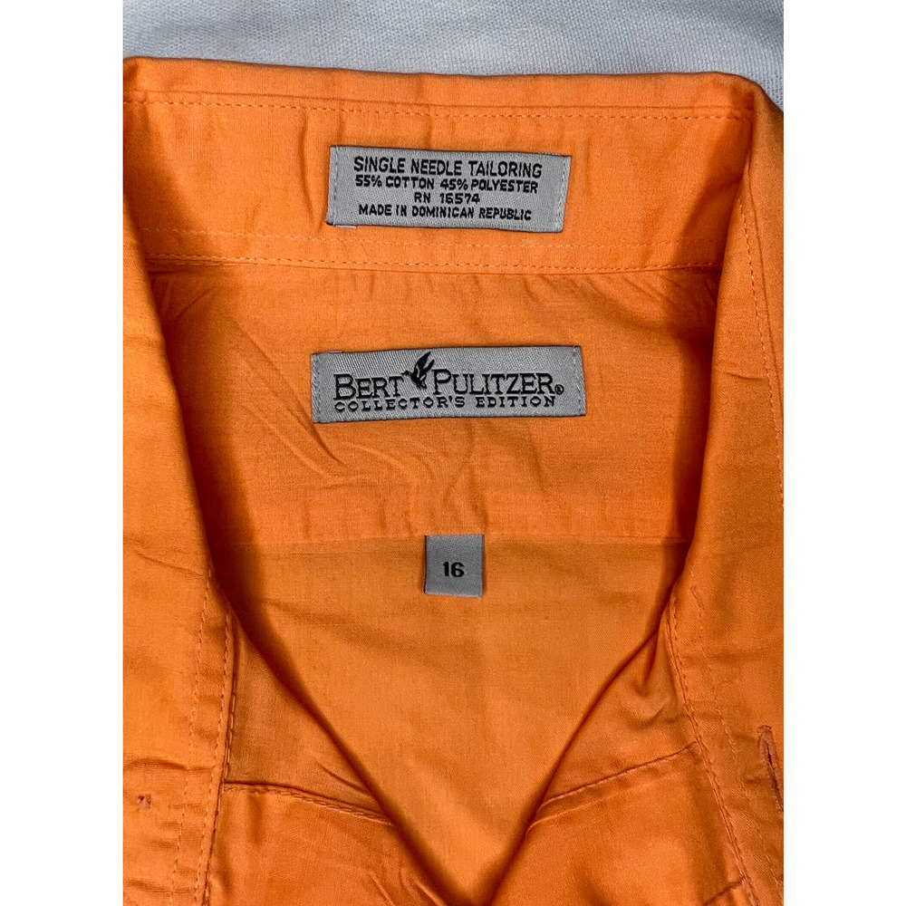 Men’s Orange Bert Pulitzer Collector’s Edition Button Down Collar Shirt 16